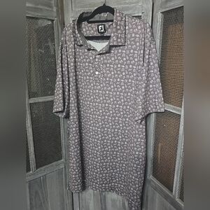 Men's Gray Foot Joy Travel Print Lisle Self Collar Polo, size 2X